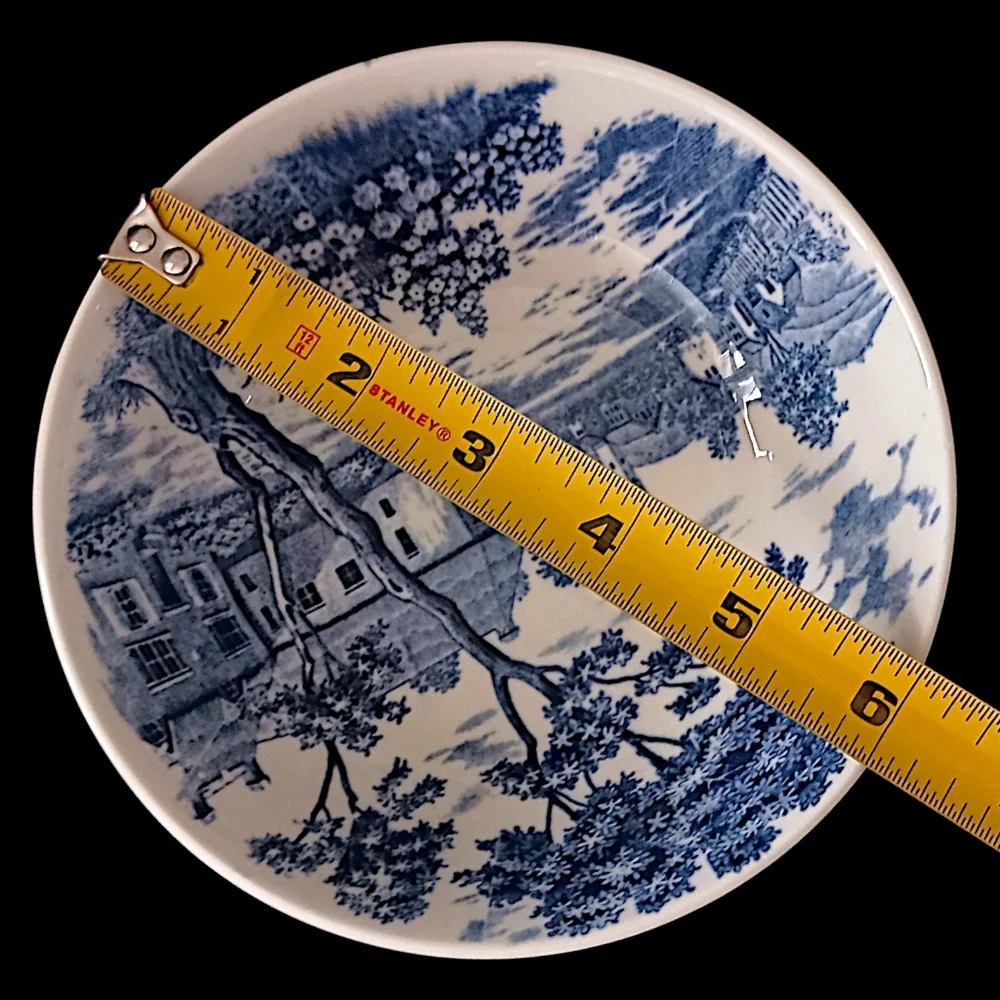 2 Holmar English Village Bowls Set Soup Cereal‎ Berry Blue White Vintage Japan